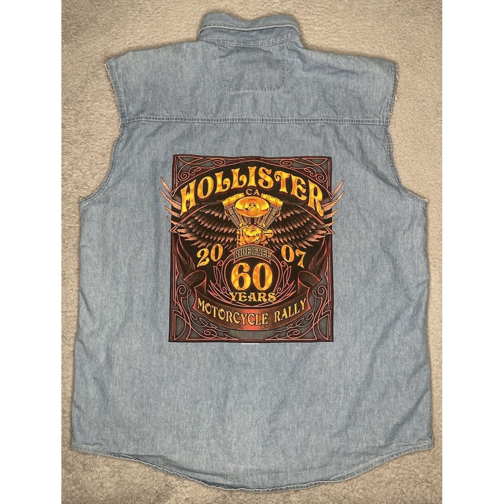 Vintage Y2K Biker's Edge Hollister Motorcycle Rally Button Down Shirt Mens 2XL - Picture 1 of 9